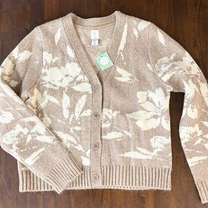 Joie Floral Beige and Cream Sweater US size XL